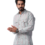 Men's Sanganeri Light Green Hunting Styled Floral Printed Shirt | Elegant Outdoor Wear